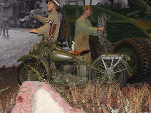 Photo of two Soldiers each on a Harley-Davidson Model 50 WLA.