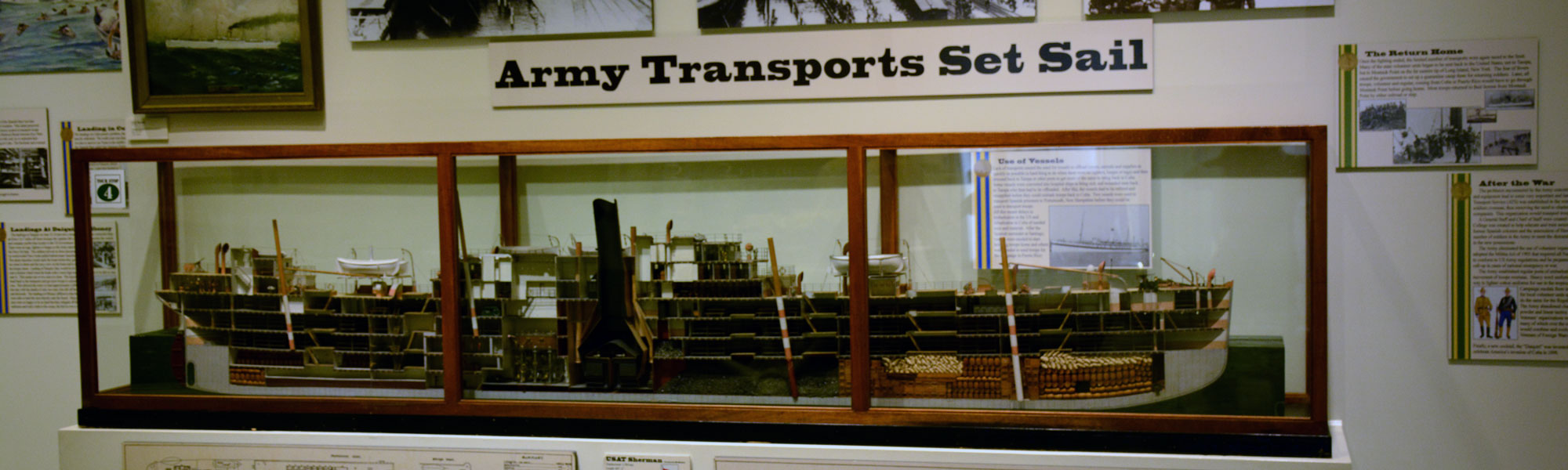 Image of transport ship modal used to explain how men and equipment were moved during this period.