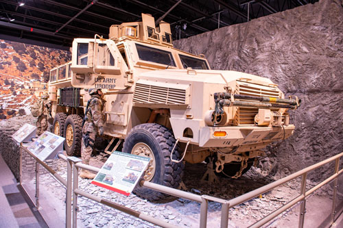 The RG33L Mine Resistant Ambush Protected Vehicle on display in the Afghanistan gallery of the U.S. Army Transportation Museum.