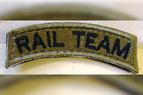 Unofficial “Rail Team” tab worn by MAJ Scott Meyer while serving on the Afghan Railway Advisory Team (ARAT) in Afghanistan 