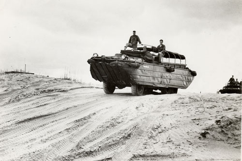 DUKW's conducting Invasion training under the direction of 5th Army in Arzew Algeria. Part of the research collection of the U.S. Army Transportation Museum.