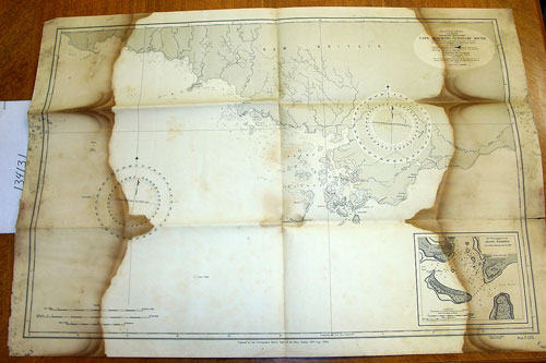 A naval chart, of the South coast of New Britain used by the 3rd Engineer Special Brigade in the Pacific during World War II.  Part of the collection of the U.S. Army Transportation Museum.
