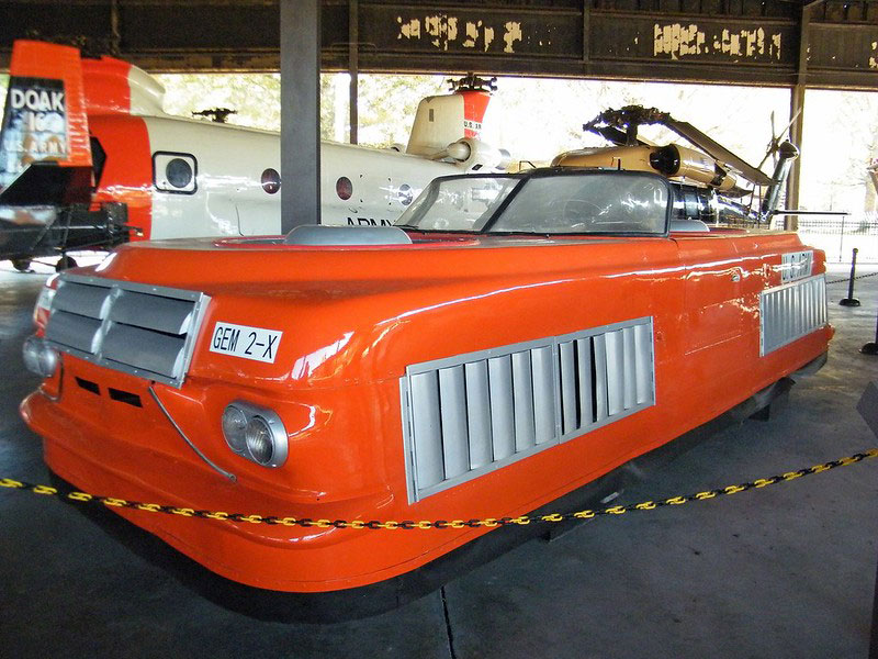 The Army’s experimental GEM 2X hovercar on display at the U.S. Army Transportation Museum