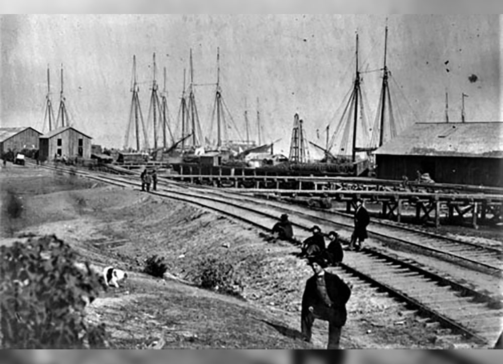The Aquia Creek Landing during the Civil War.
