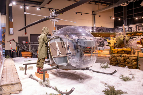 The H-13 Sioux shown on display at the U.S. Army Transportation Museum shows Army Aviation maintainers at work.  It was during this period Army Aviation maintenance training was established at Ft. Eustis, VA.