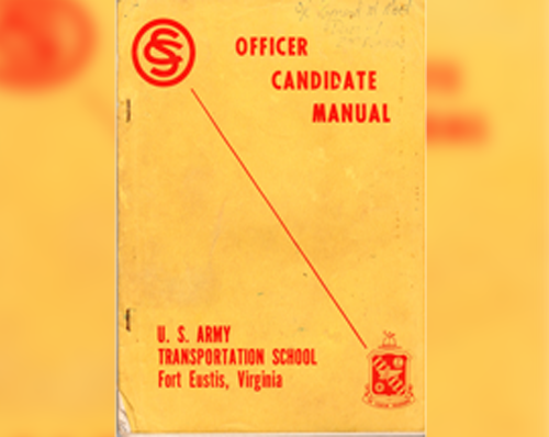 Front cover of the Officer Candidate Manual from then student Ray Moot.