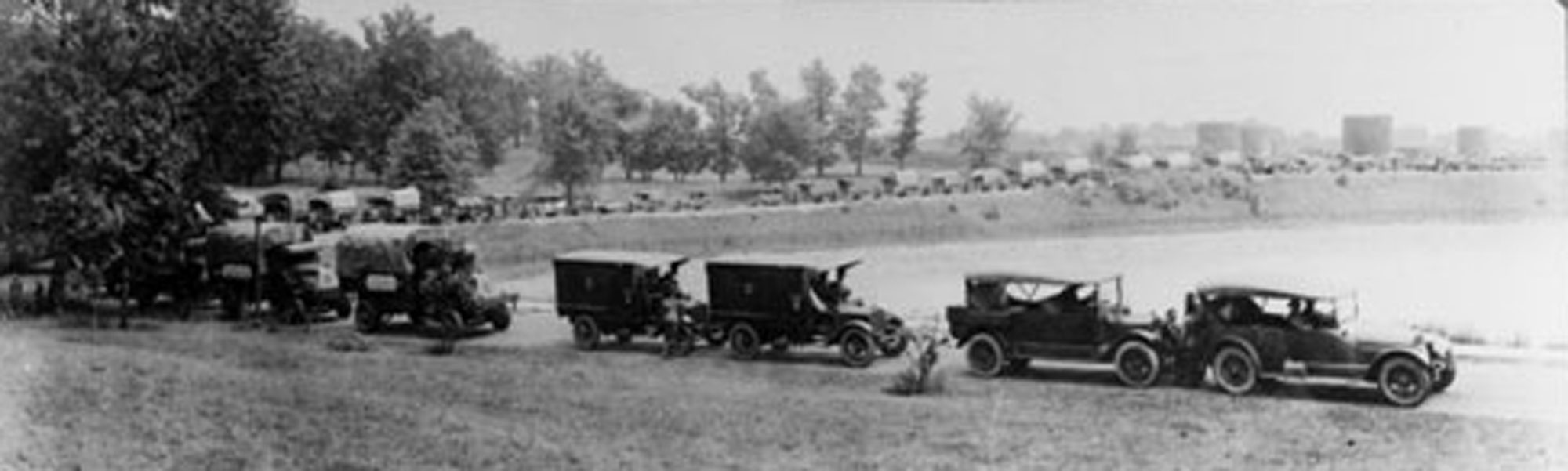Image of the First Mortor Transport Convoy after WWI