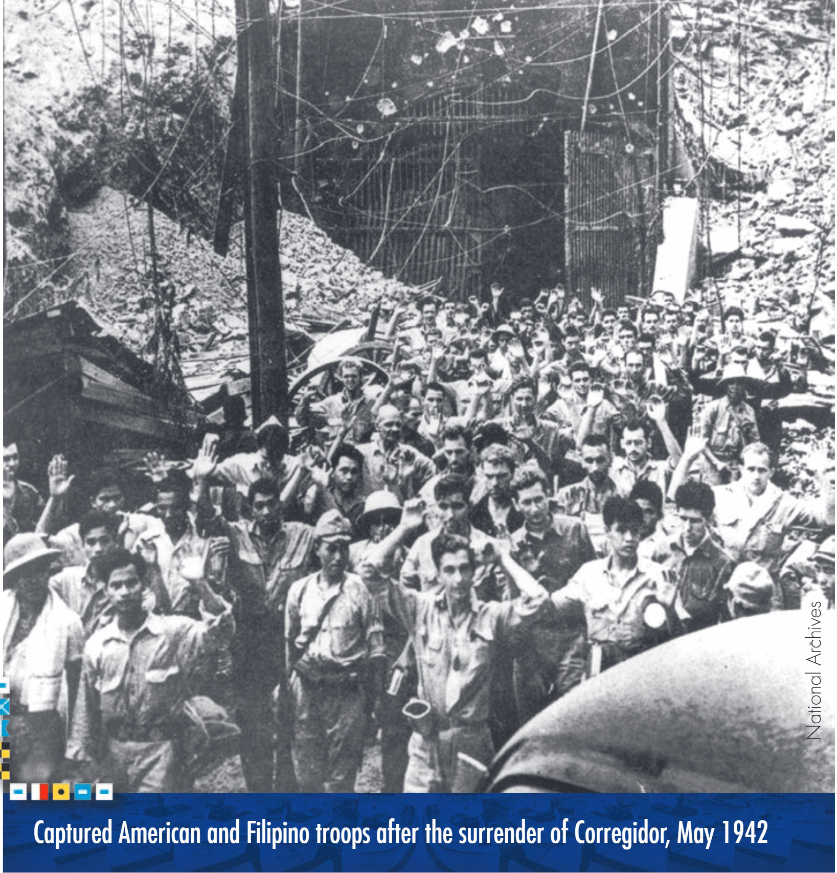Captured American and Filipino troops after the surrender of Corregidor, May 1942 National Archives