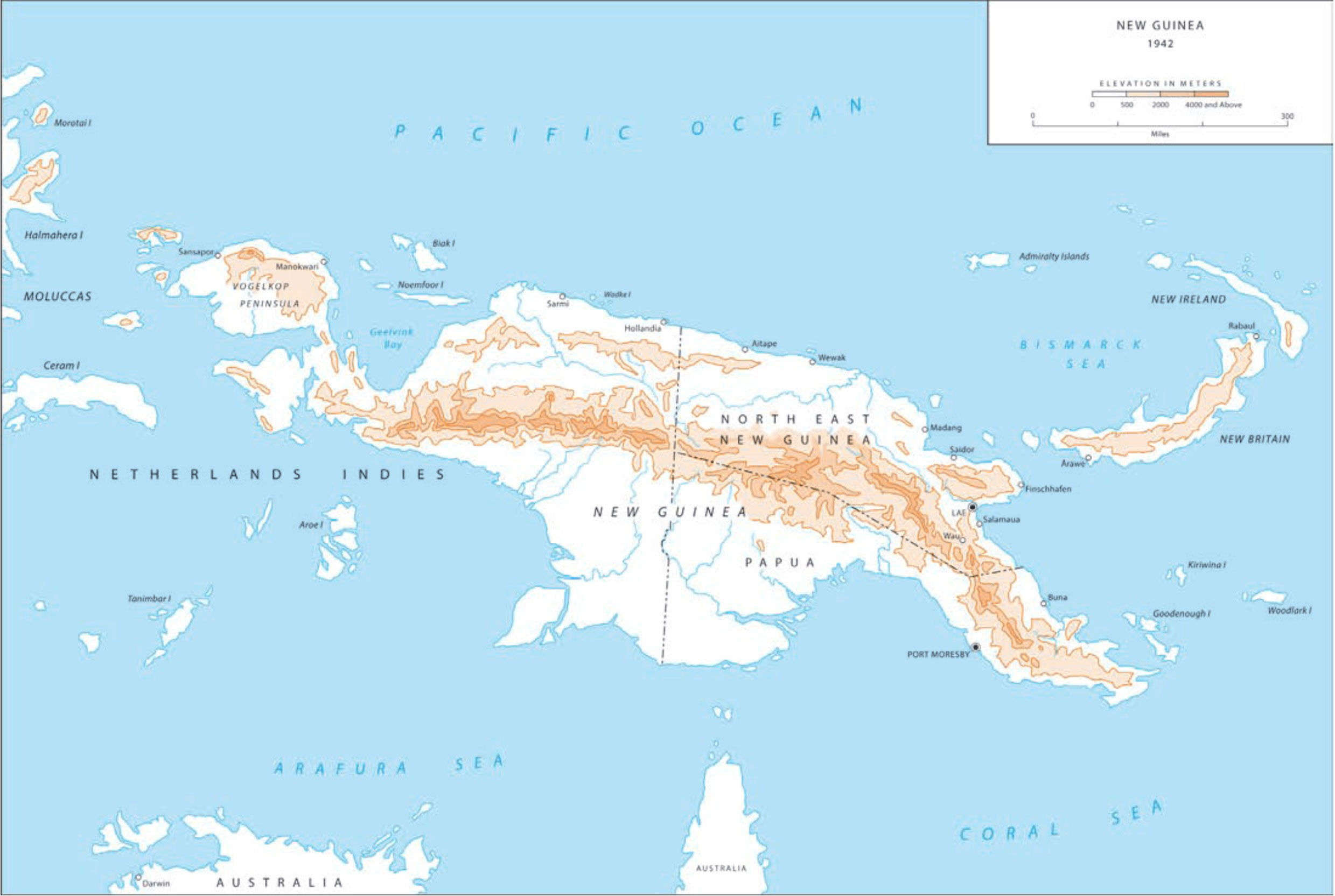 Map of New Guinea in 1942