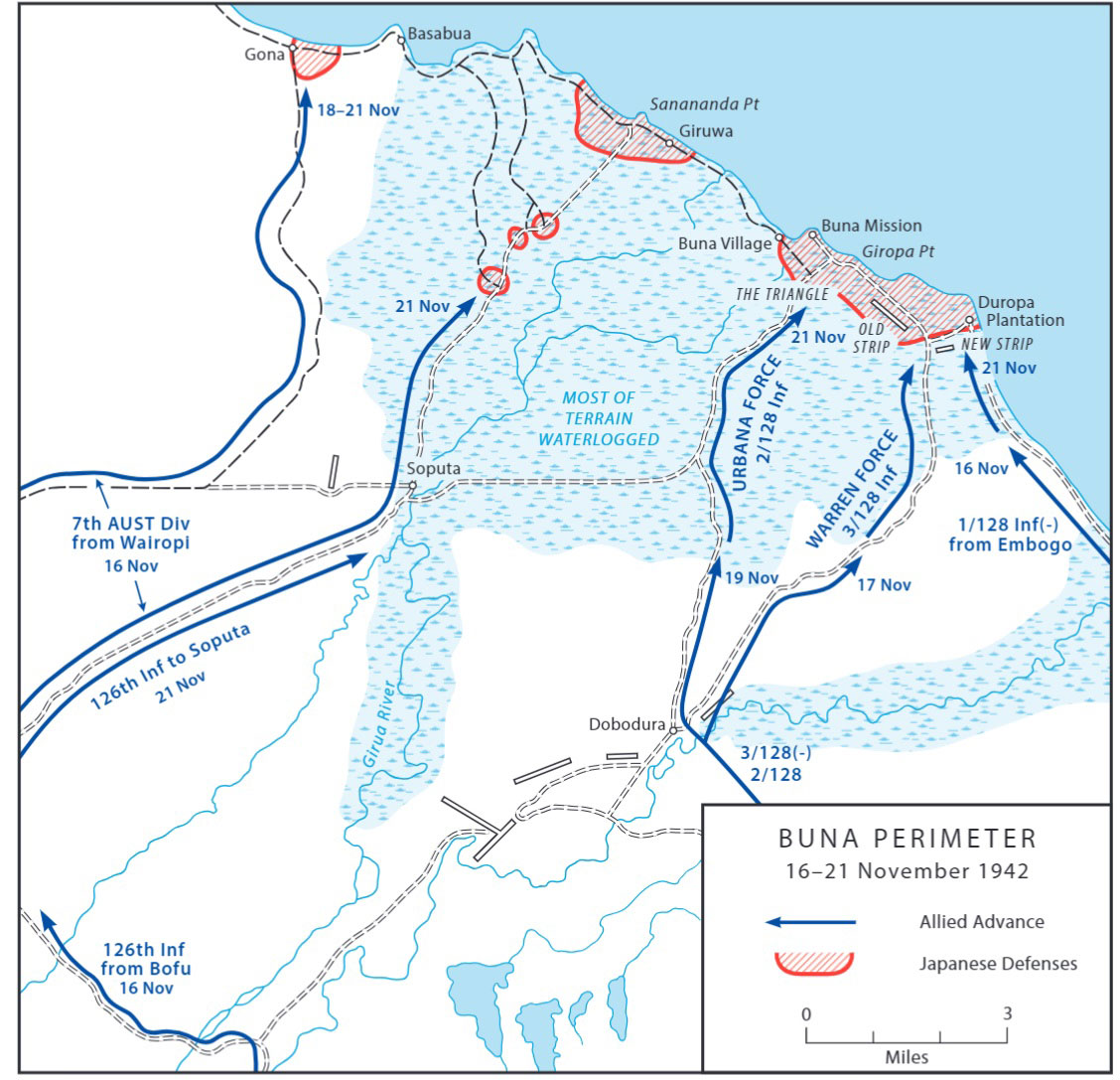 Map of Buna Perimeter 16-21 November 1942.