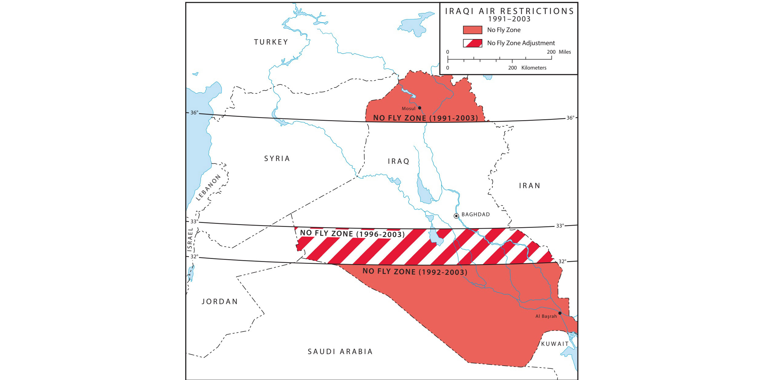 Map 1, Iraqi Air Restrictions 1991-2003