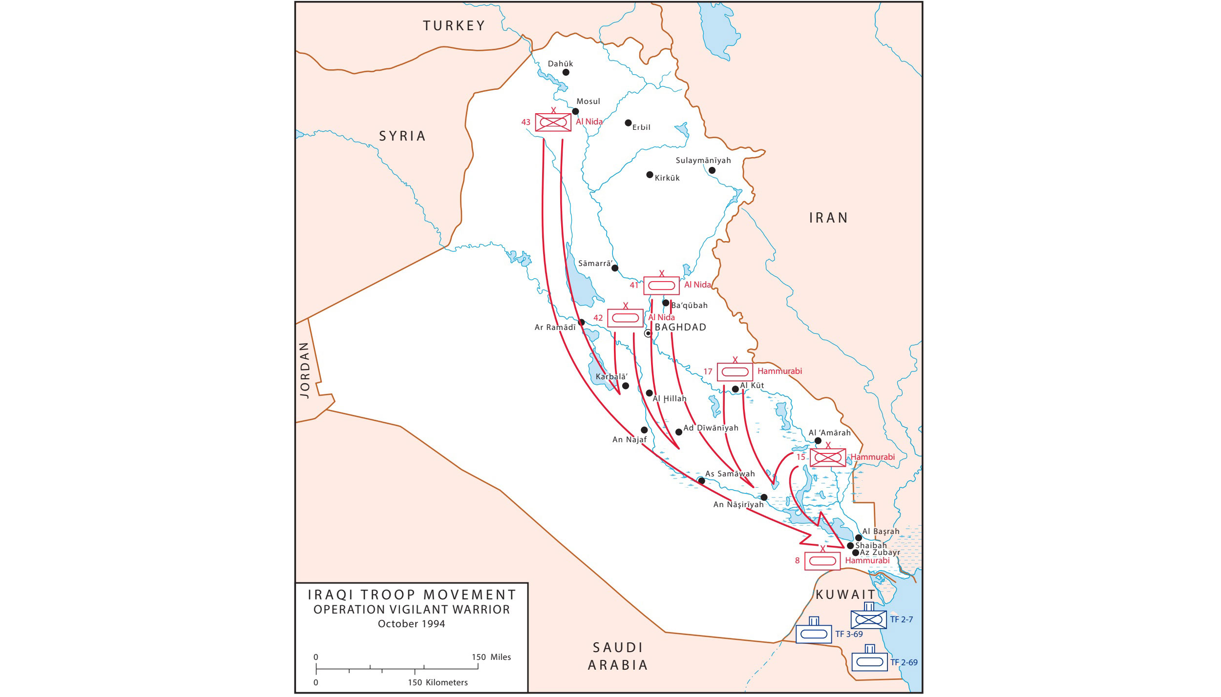 Map 2, Iraqi Troop Movement Operation vigilant Warrior, October 1994.