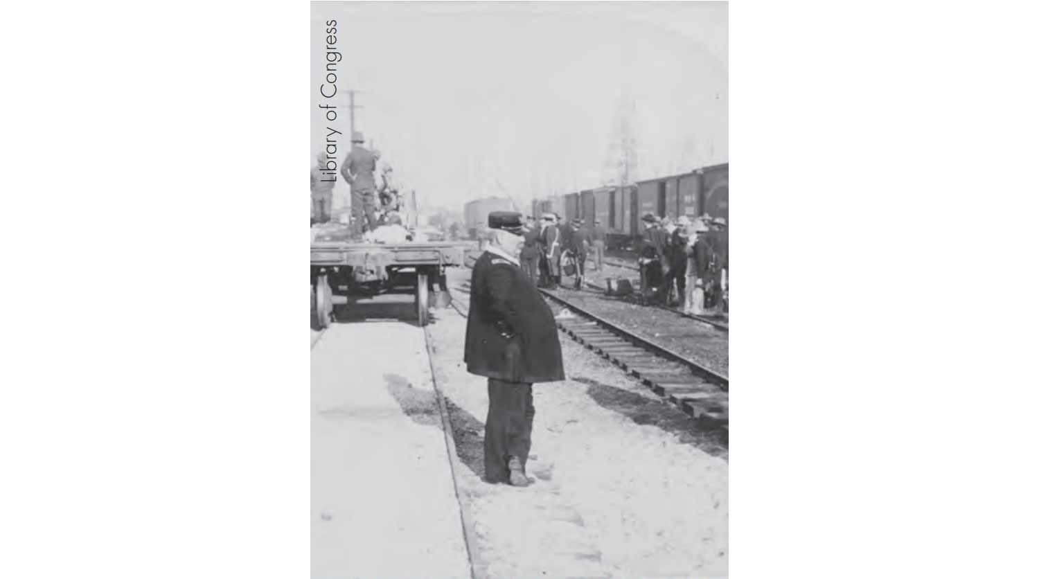 General Shafter observes the unloading of railcars in Tampa.