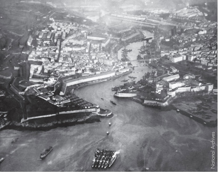 An aerial view of the Brest docks, c. 1918.