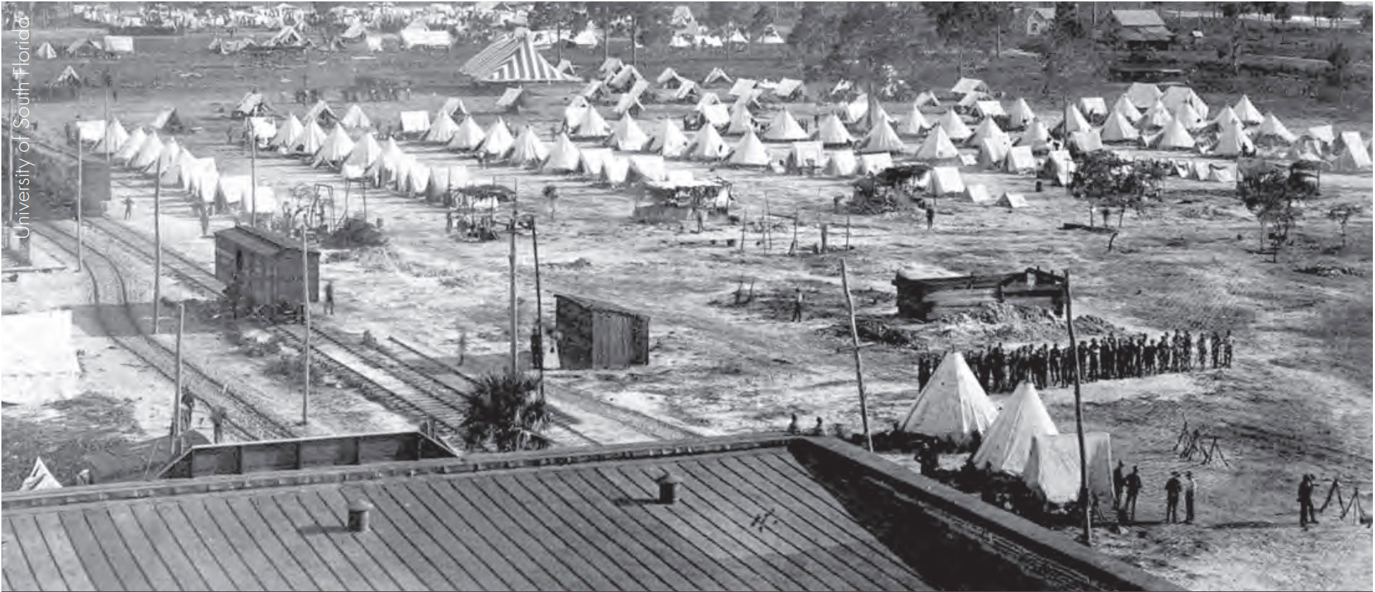  Aerial view of military encampment near Tampa, c. 1898