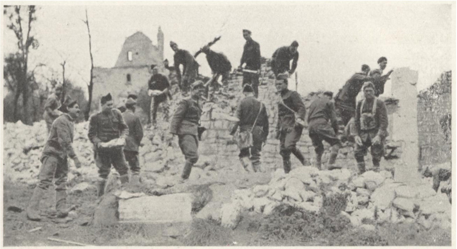 Fig. 3. Collecting Stone for Road near St. Remy.  Signal Corps Photo.
