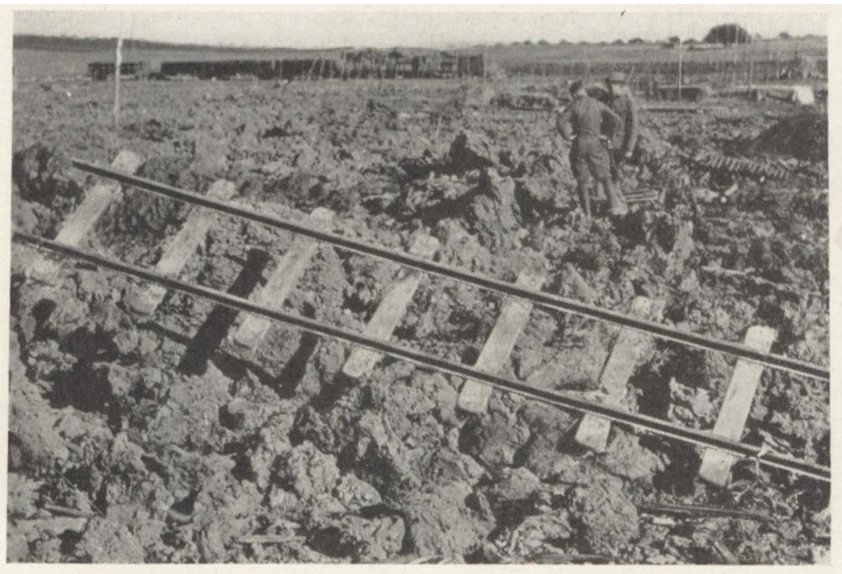 Fig. 4. Destruction of Light Railways, near Royame IX, France.  Signal Corps Photo.