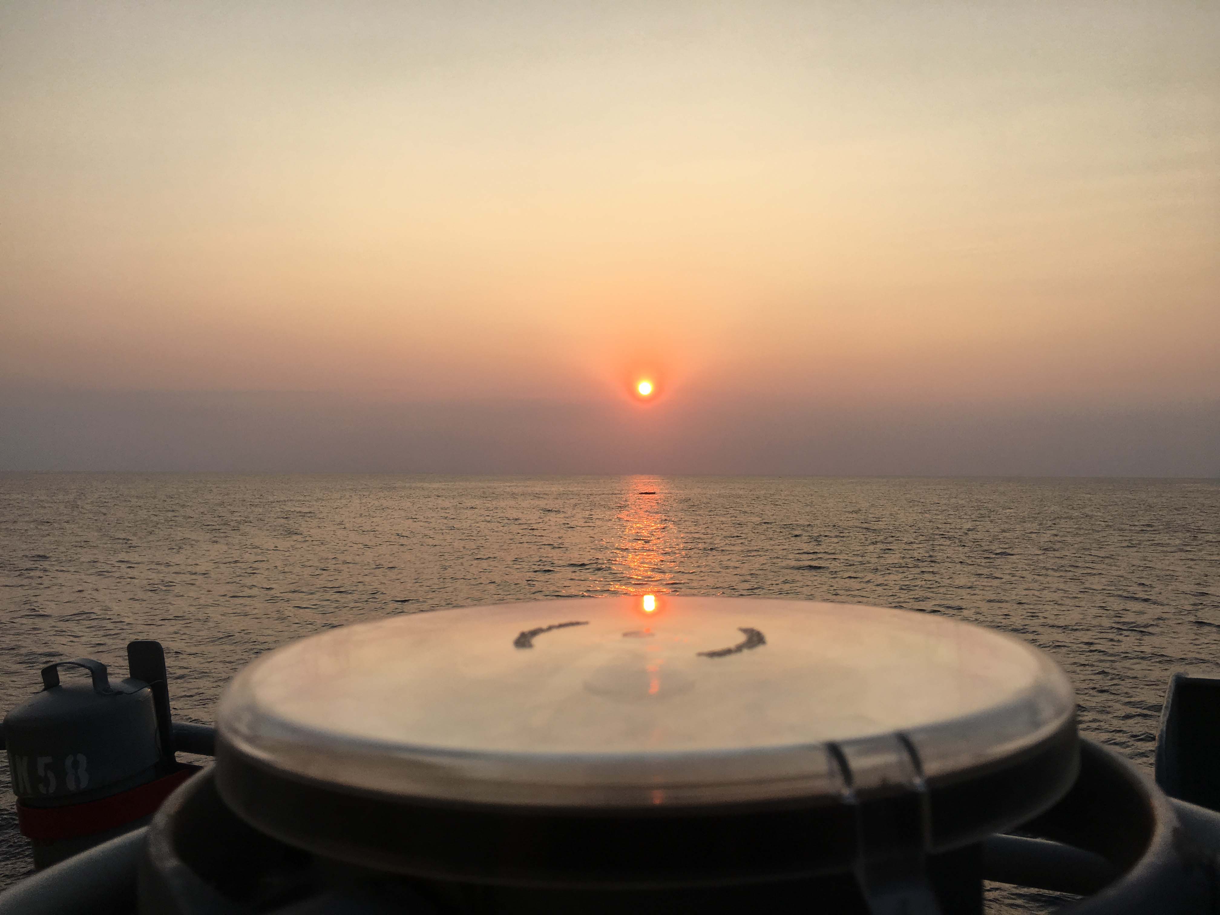 View of the ocean from an US Army vessel.
