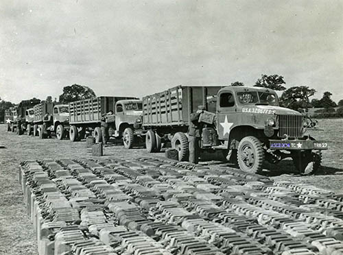 Jerry Cans in a fueldump ready for transport.