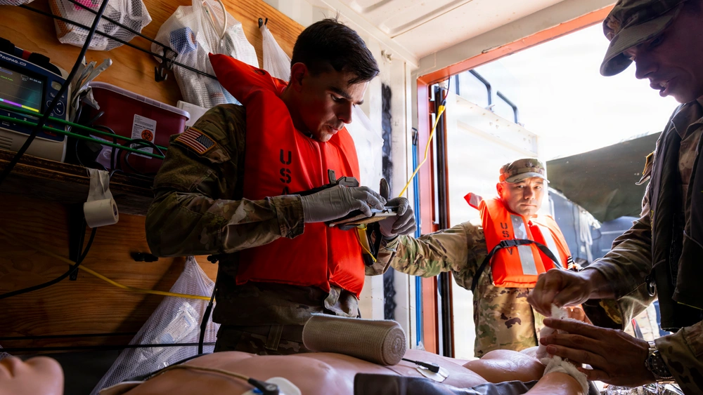 U.S. Army combat medics, utilize the Battlefield Assisted Trauma Distributed Observation Kit.