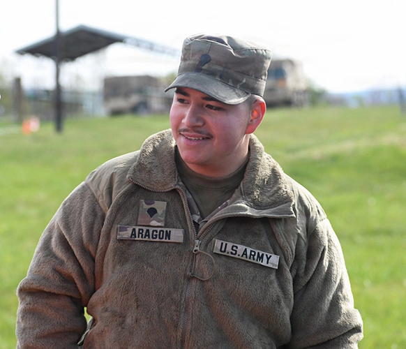U.S. Army Spc. Kayden Aragon, a motor transport operator.
