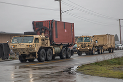 M1120 Heavy Expanded Mobility Tactical Truck during transportation operations.