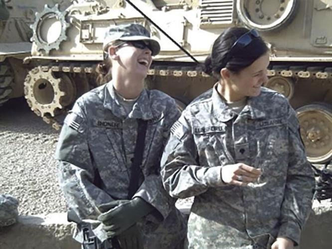 Monica Reyes, left, and Angela Lunsford in Iraq. Courtesy photograph
