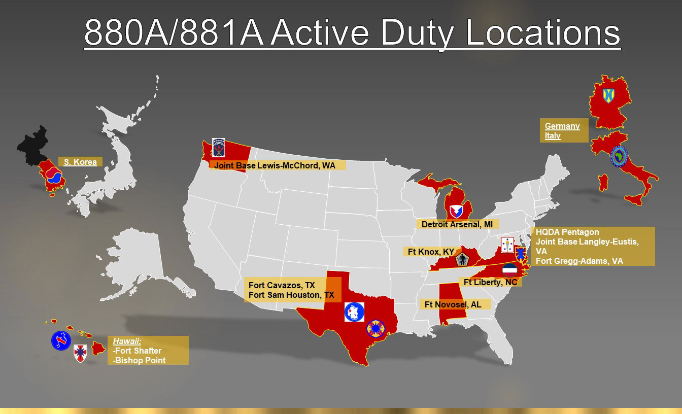 880A Warrant Officer locations for Regular or Active Duty Army