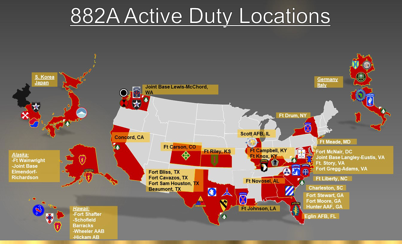 882A Warrant Officer locations for Regular or Active Duty Army