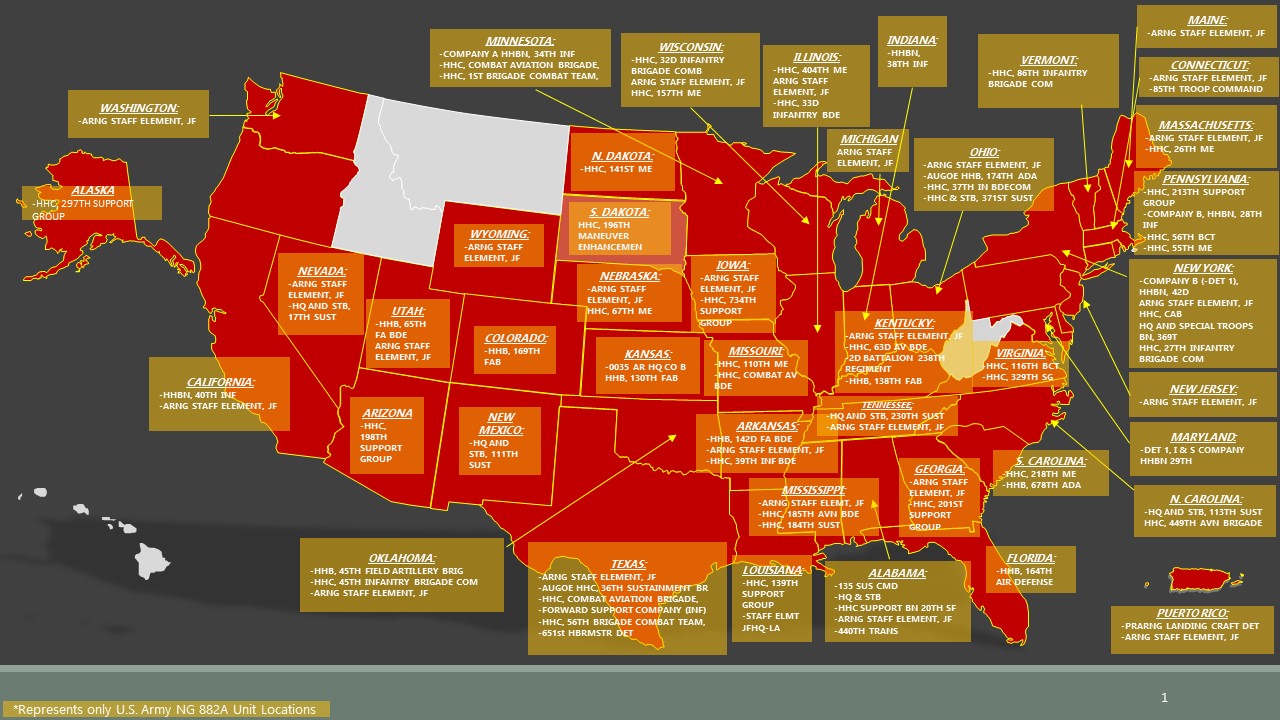 882A Warrant Officer locations for Army National Guard