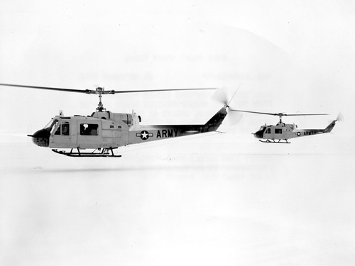 The helicopters used by the US Army Aviation detachment to provide transportation.