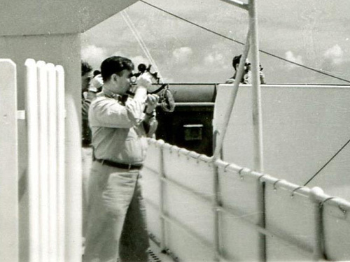 Soldiers using a sextant for celestial navigation.