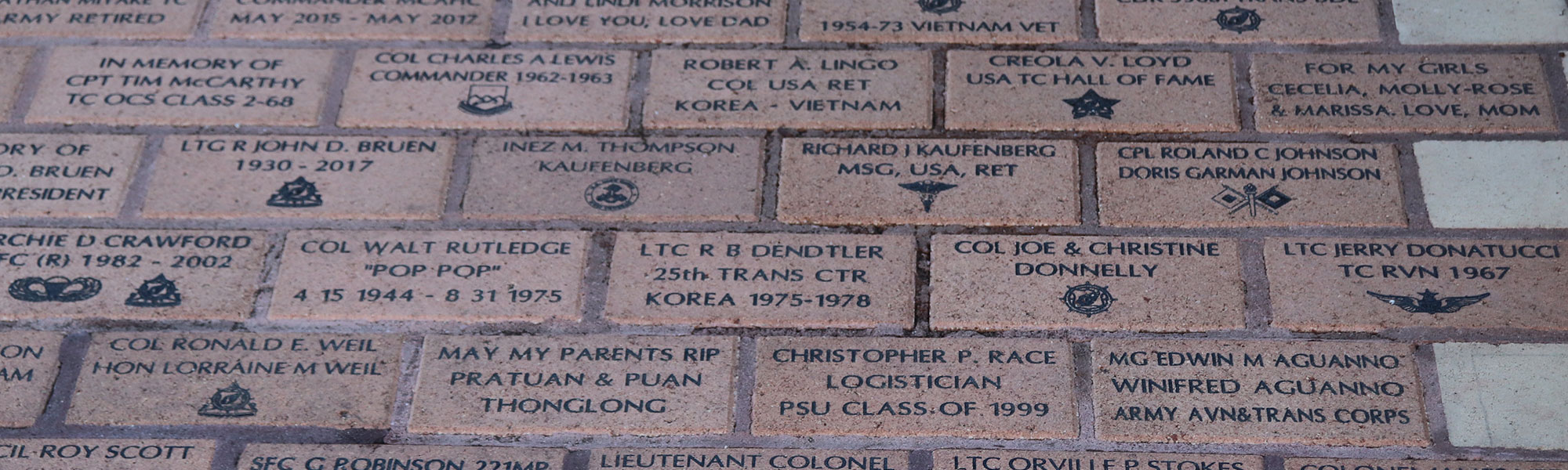 Image of the Bricks that contain names of individual donors who are friend of the TC Museum.