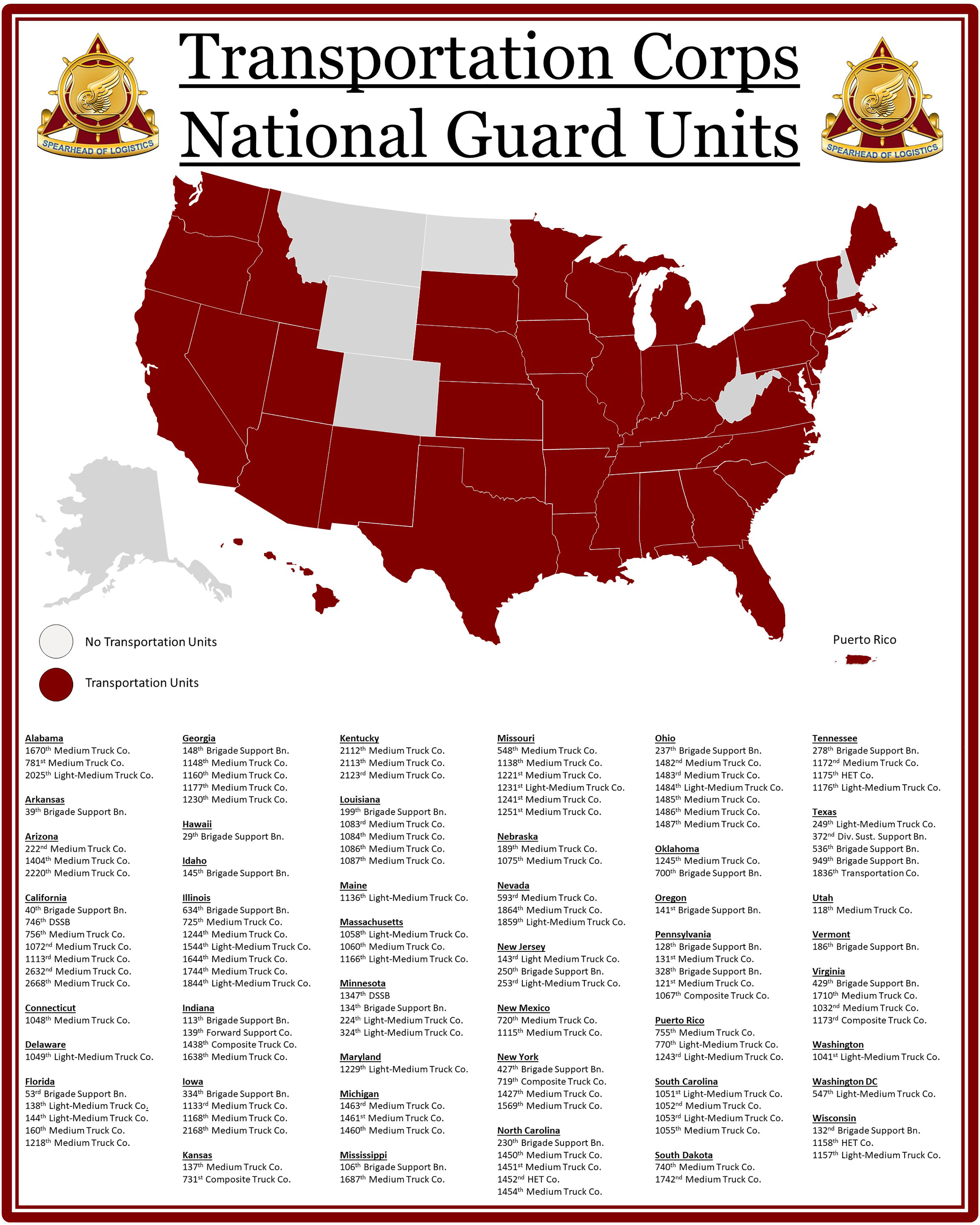 88A Officer locations for Army National Guard